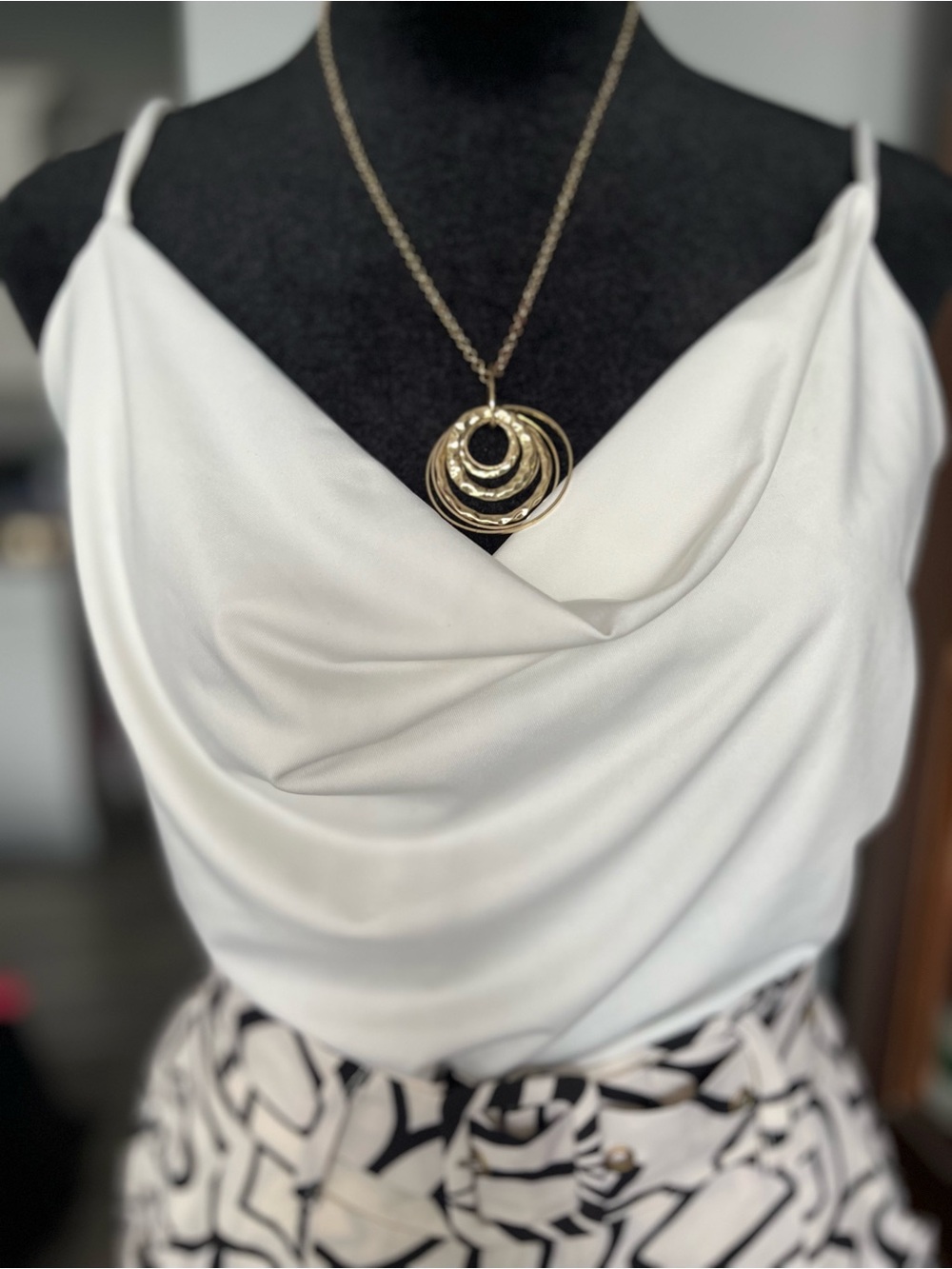 Gold Layered Circle Pendant Necklace for Women